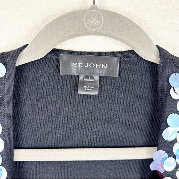 St. John Navy Sequin Silk Blend Cardigan Sweater Small - Picture 4 of 7